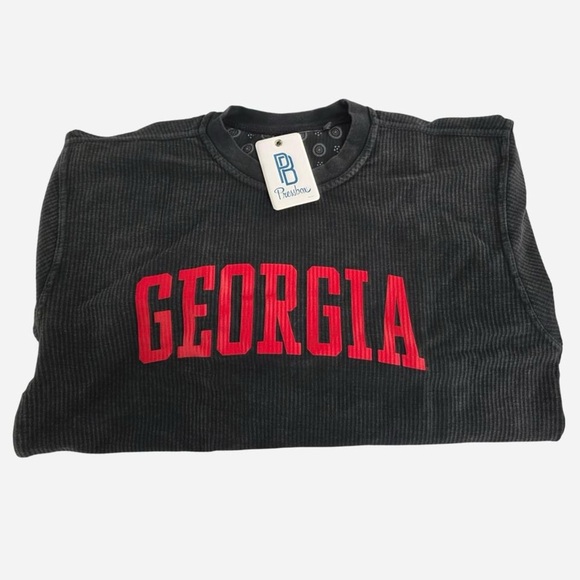Georgia Bulldogs Oversized Sweatshirt M Mineral Washed Charcoal PRESSBOX NWT - Picture 8 of 8